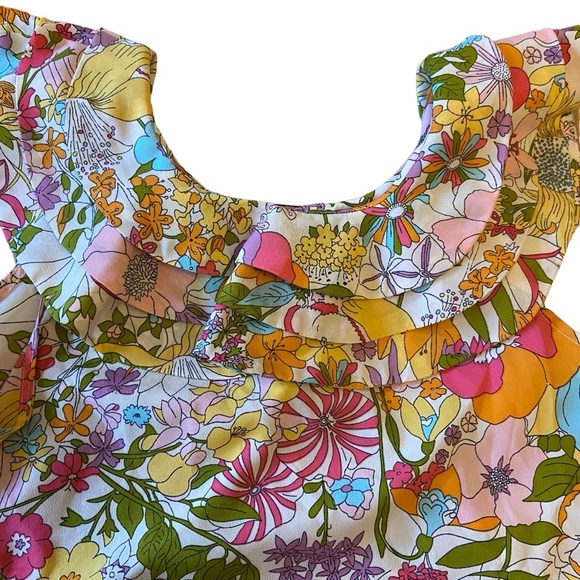 Liberty of London for Target Floral Ruffle Neck Blouse Sleeveless Top Size Small - Picture 2 of 6